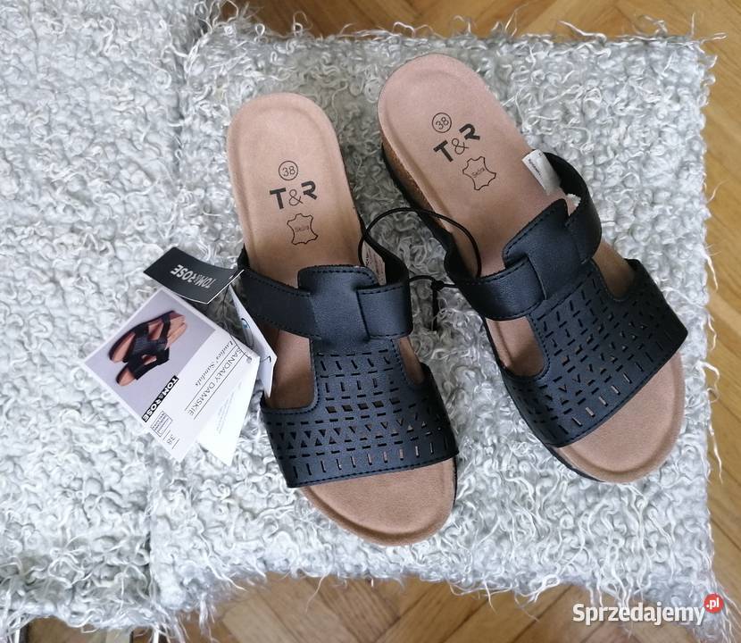 NOWE CZARNE SANDAŁY DAMSKIE TOMROSE R38 Łódź