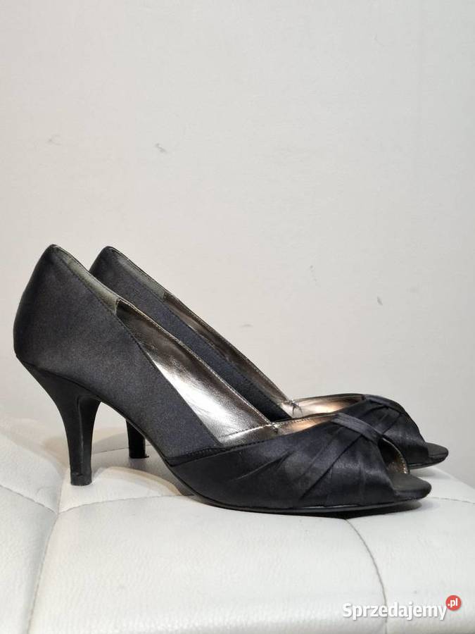 Eleganckie czarne szpilki 37 satynowe peep toe Damskie małopolskie Kraków sprzedam