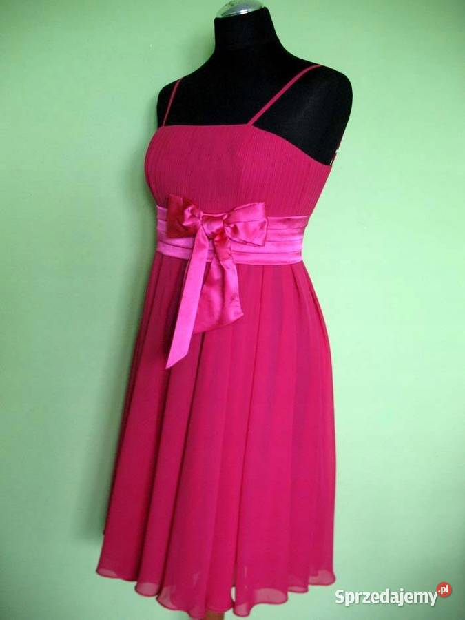 Sukienka Pink lekka 38 M biust 85 szyfon różowy mazowieckie Siedlce