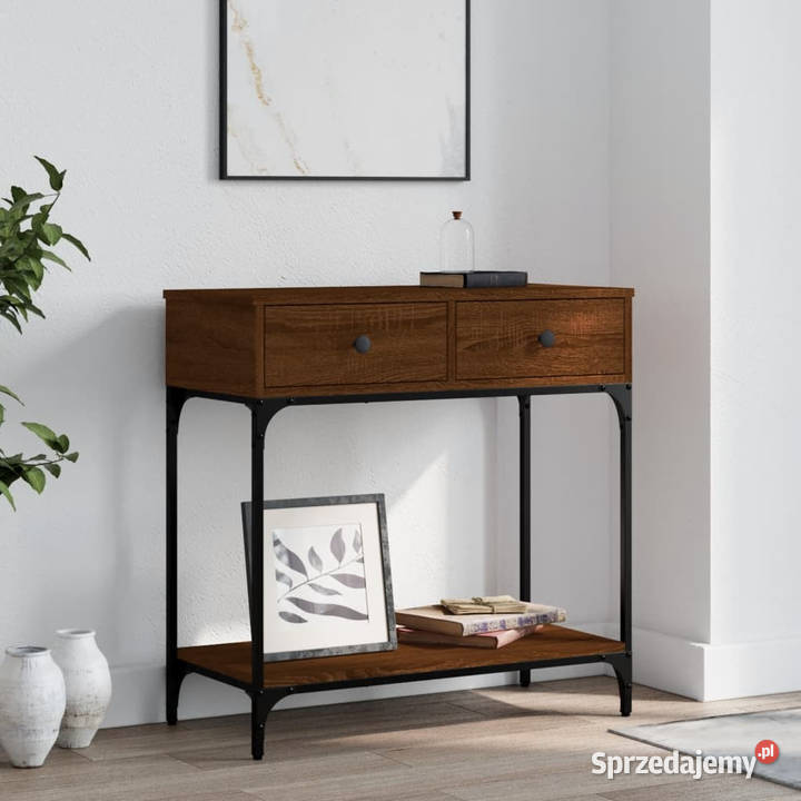 Stolik konsolowy brązowy dąb 75x345x75 WM833402 sprzedam