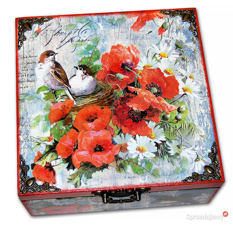 SZKATUŁKA skrzynka pudełko drewniane MAKI 20x20 Bydgoszcz