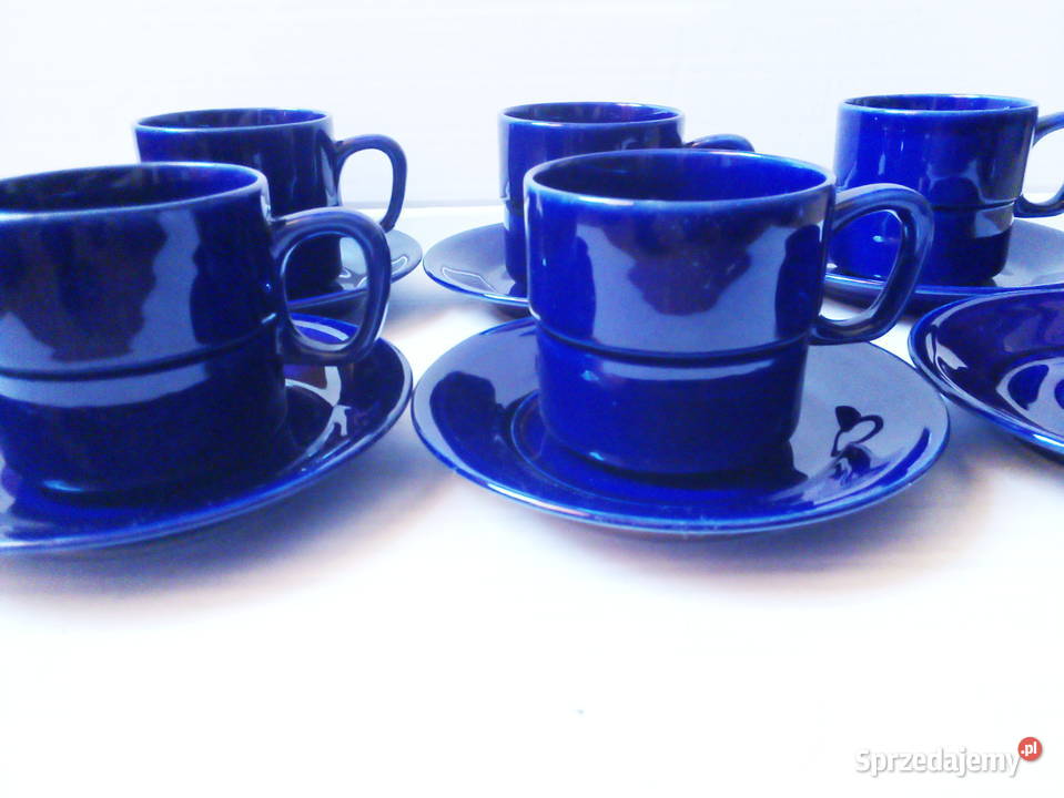 5 kobaltowych filiżanek Ania porcelit Tułowice śląskie Częstochowa sprzedam