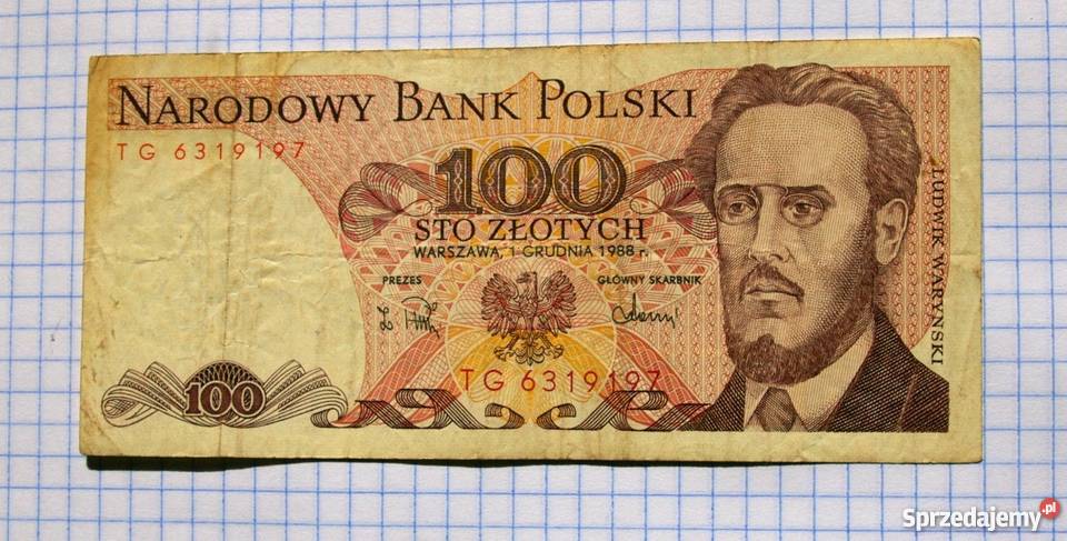 BANKNOT 100 ZŁOTYCH 1988 POLSKA SER TG 6319197