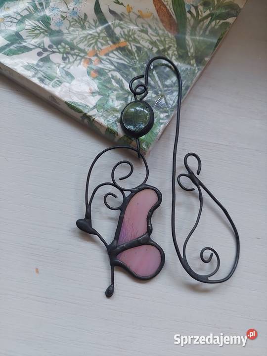 zakładka do książki motylek róż perłowy witraż Piekary Śląskie