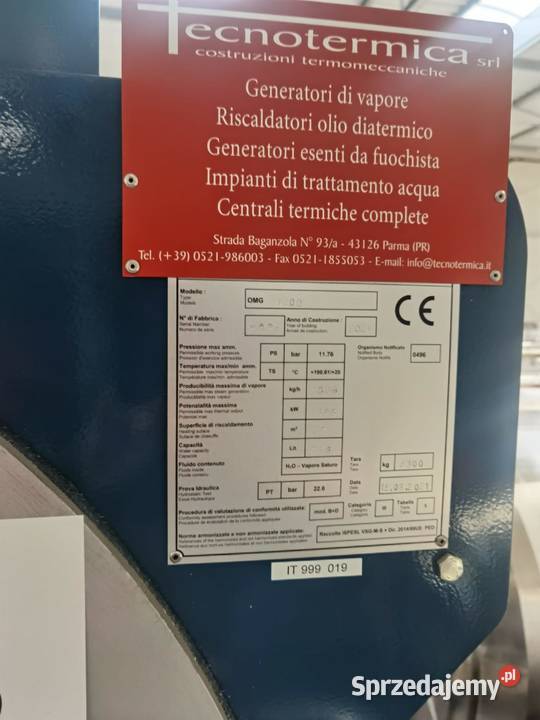 PRZEMYSŁOWA WYTWORNICA PARY TECNOTERMICA Warszawa sprzedam
