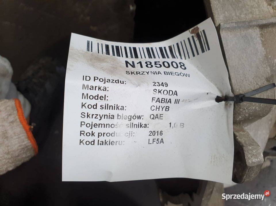 SKRZYNIA BIEGÓW SKODA FABIA III QAE kujawsko-pomorskie Lipno