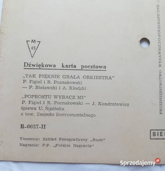 Pocztówka dźwiękowa Urszula Sipińska prostu
