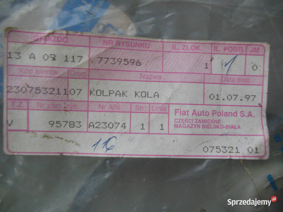 ORYGINALNY KOŁPAK KOŁA FIAT PUNTO MK1 14 NOWY Kozy