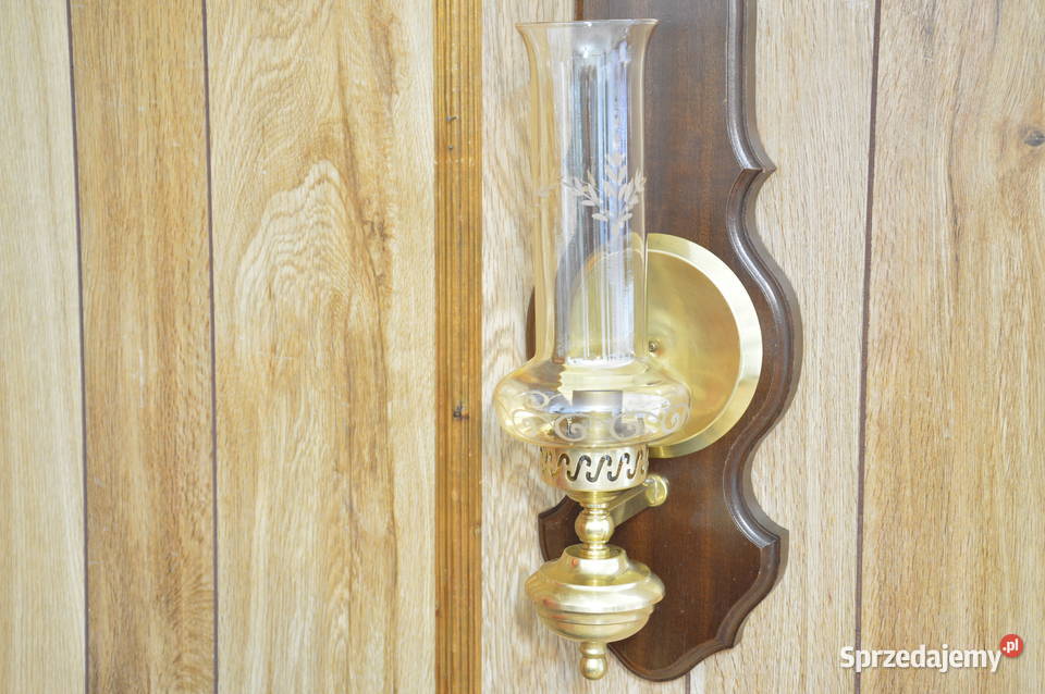 piękny kinkiet świecznik mosiądz drewno Jastrzębie-Zdrój sprzedam