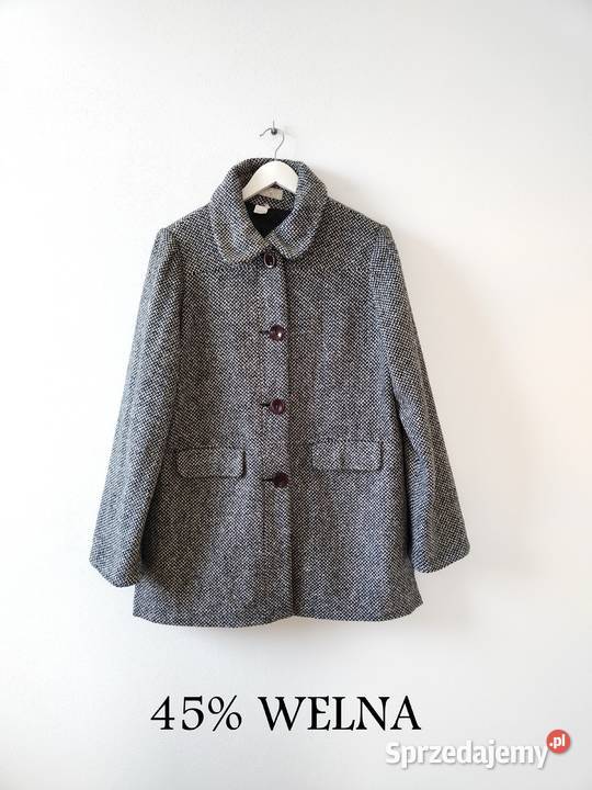 Wełniany płaszcz 44 Daxon Vintage Jasło