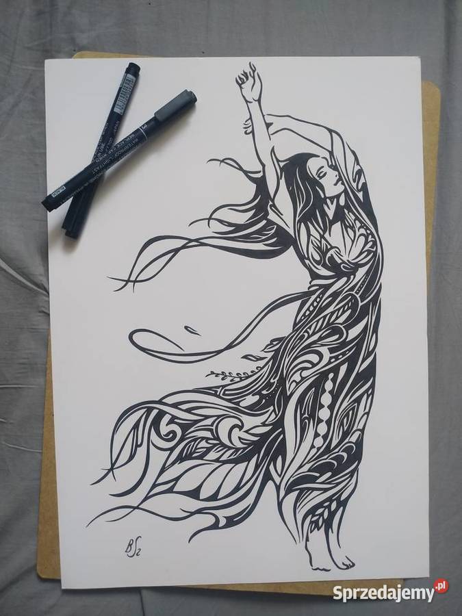 Rysunek dziewczyna cienkopis blok t A3 250 gm2 Warszawa
