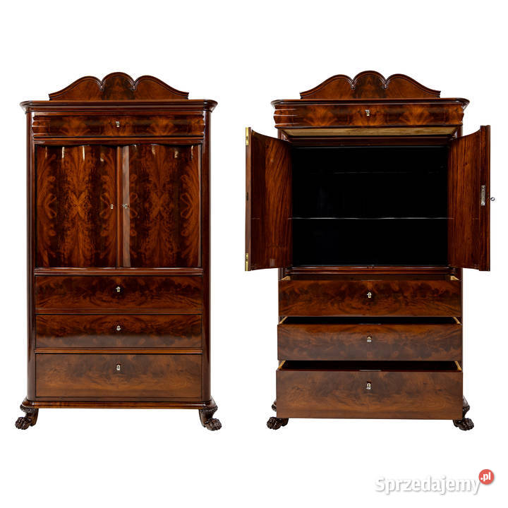Wysoka komoda i barek szyfoniera stara antyk Swarzędz
