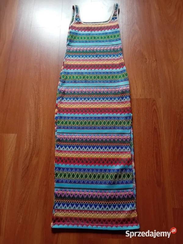 Kolorowa sukienka dzianinowa midi boho z Spódnice i sukienki Białystok
