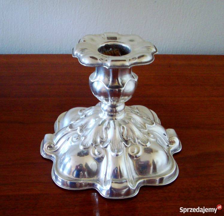 Platerowany niski świecznik Antyki Gdynia