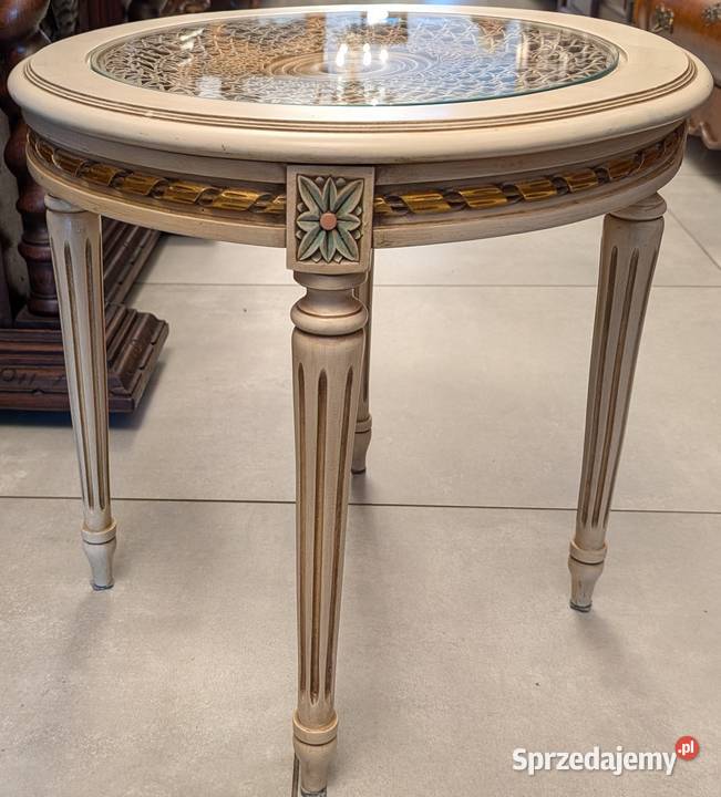 Piękny okrągły nieduży stolik empire ecrusklep Meble Dąbrowa Górnicza