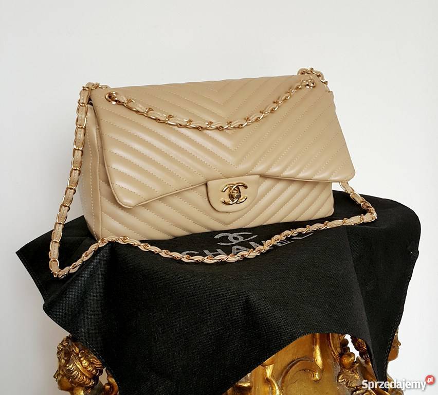 TOREBKA CHANEL 255 PIKOWANA CHANELKA BEŻ ZŁOTO Bydgoszcz