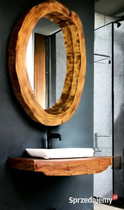 nowoczesne okrągłe lustro do łazienki drewniane podkarpackie Rzeszów