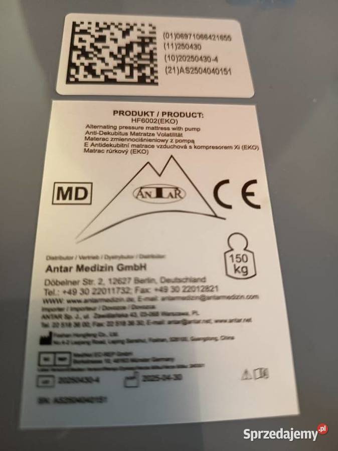 Sprzedam materac przeciwodleżynowy Antar Medizin Materace Łódź sprzedam