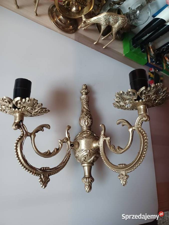 Piękny masywny mosiężny kinkiet Poznań sprzedam