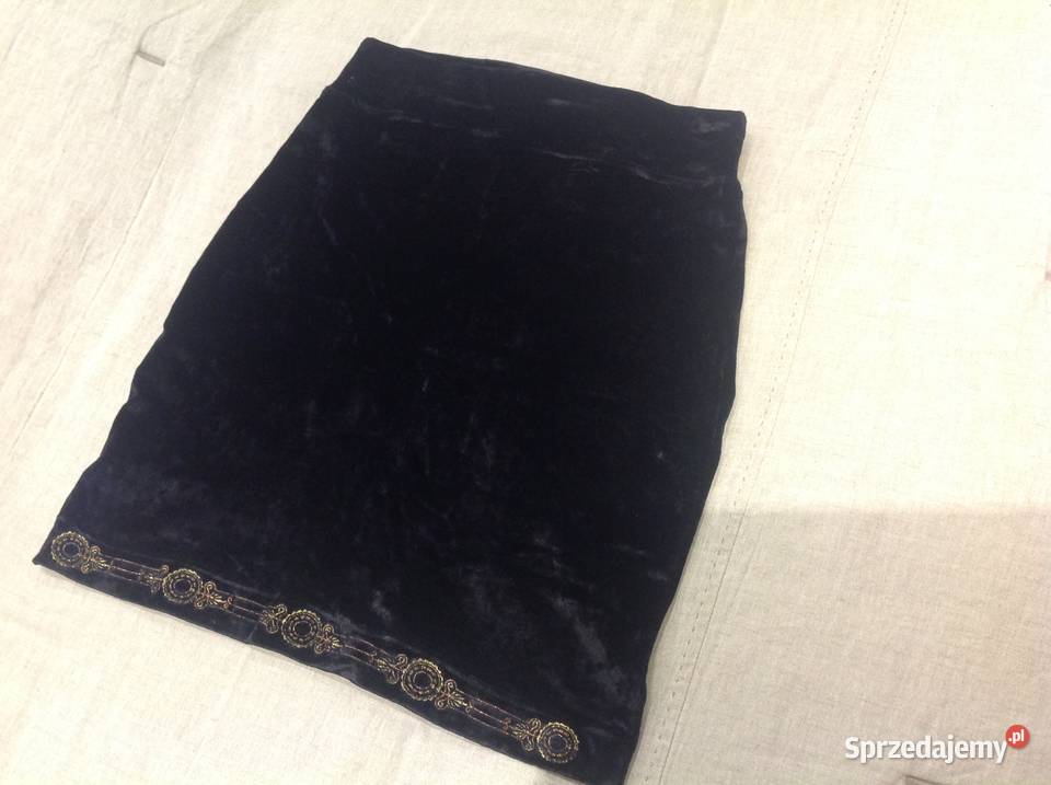 Czarna Welurowa Mini spódnica damska r SM Moda i Styl Nowa Sól