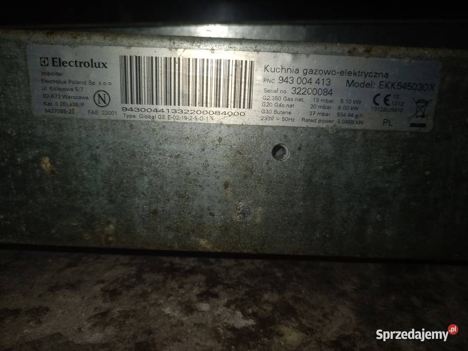 Kuchnia gazowoelektryczna Electrolux piekarnik wolnostojące lubelskie Księżpol sprzedam