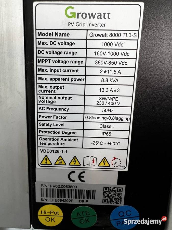 Falownik Growatt 8000 TL3S dolnośląskie Złotoryja sprzedam