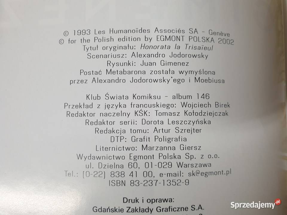 Jordowsky Gimenez Kasta Metabaronów Prababka fantasy i s-f Komiksy Gdynia