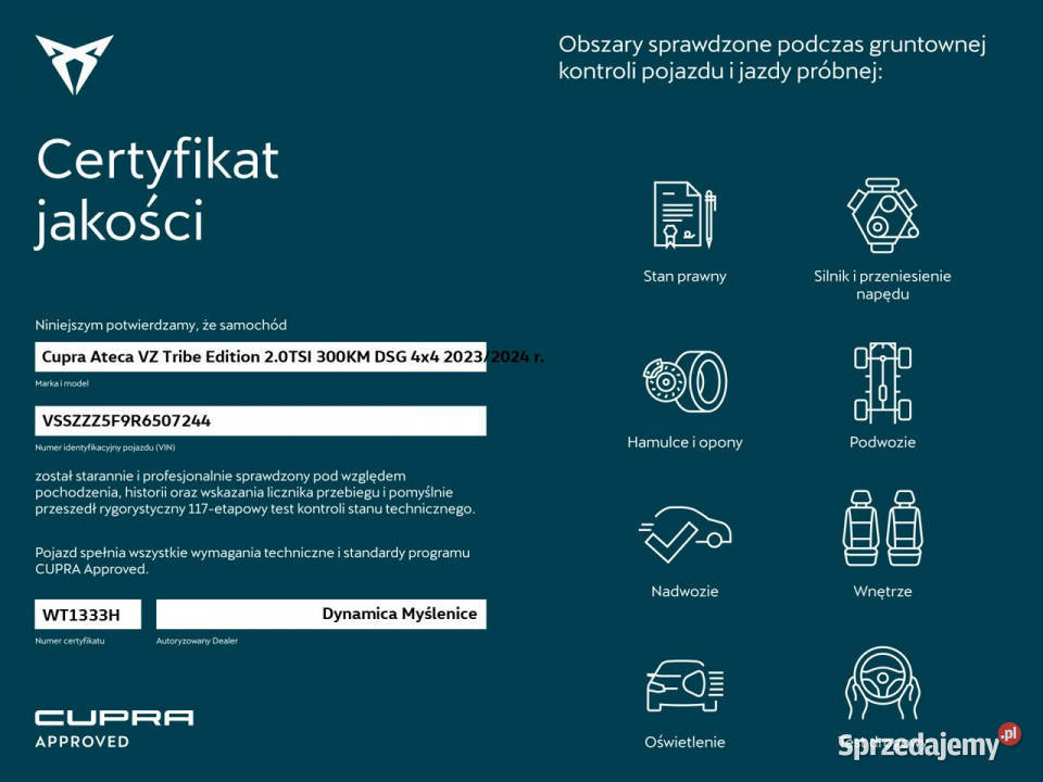 Cupra Ateca VAT 23 VZ Tribe Edition 20TSI 300 garażowany małopolskie sprzedam