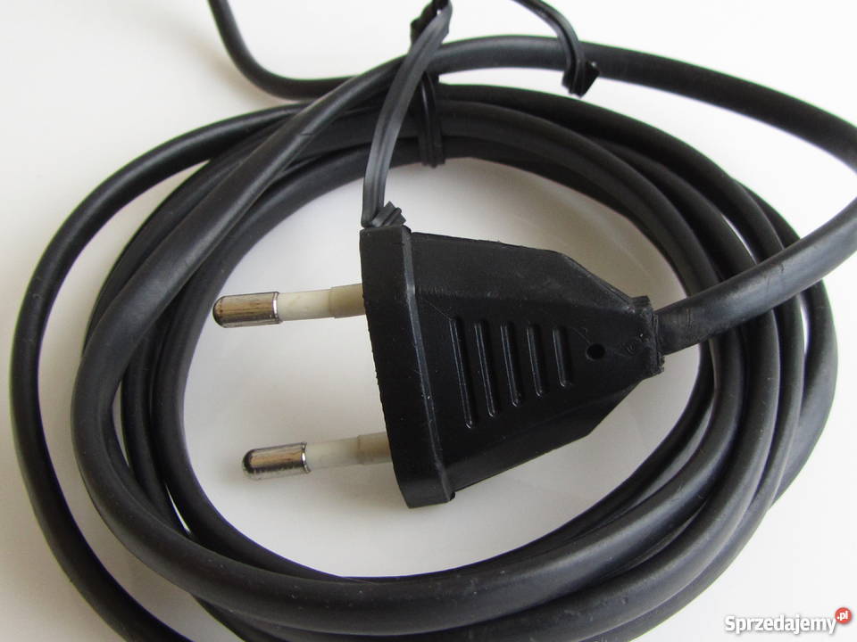 Kabel czarny wtyczka płaska dwużyłowy płaski Olecko
