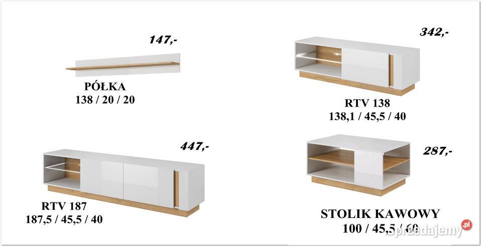 Witryna niska Arco biały połysk