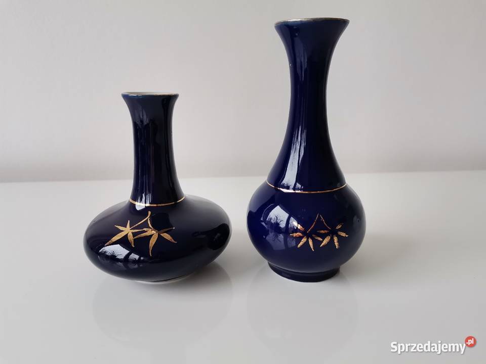Stary niebieski kobaltowy wazon 2 sztuki Katowice