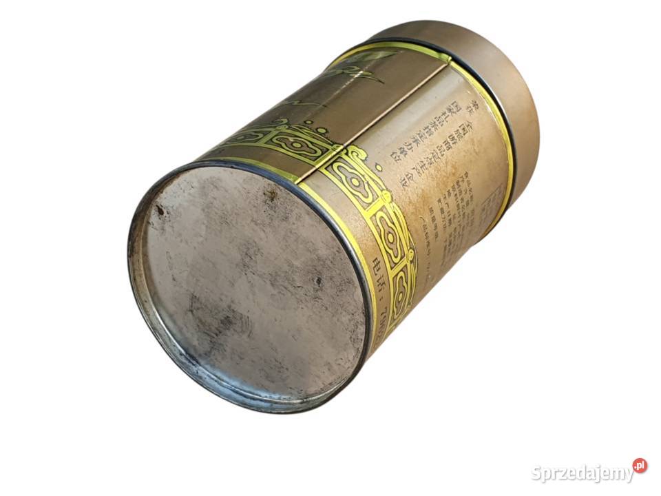 Stara chińska metalowa puszka herbacie z lat 90 Cieszyn