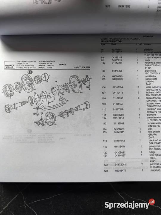 Katalog części do ciągnika DEUTZ FAHR DX 90 BIS zachodniopomorskie Kamień Pomorski