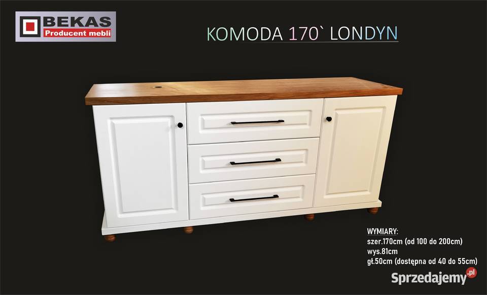 Łazienka Komoda Biały Dąb Londyn 6S1D Blat Dąb Komody Inowrocław