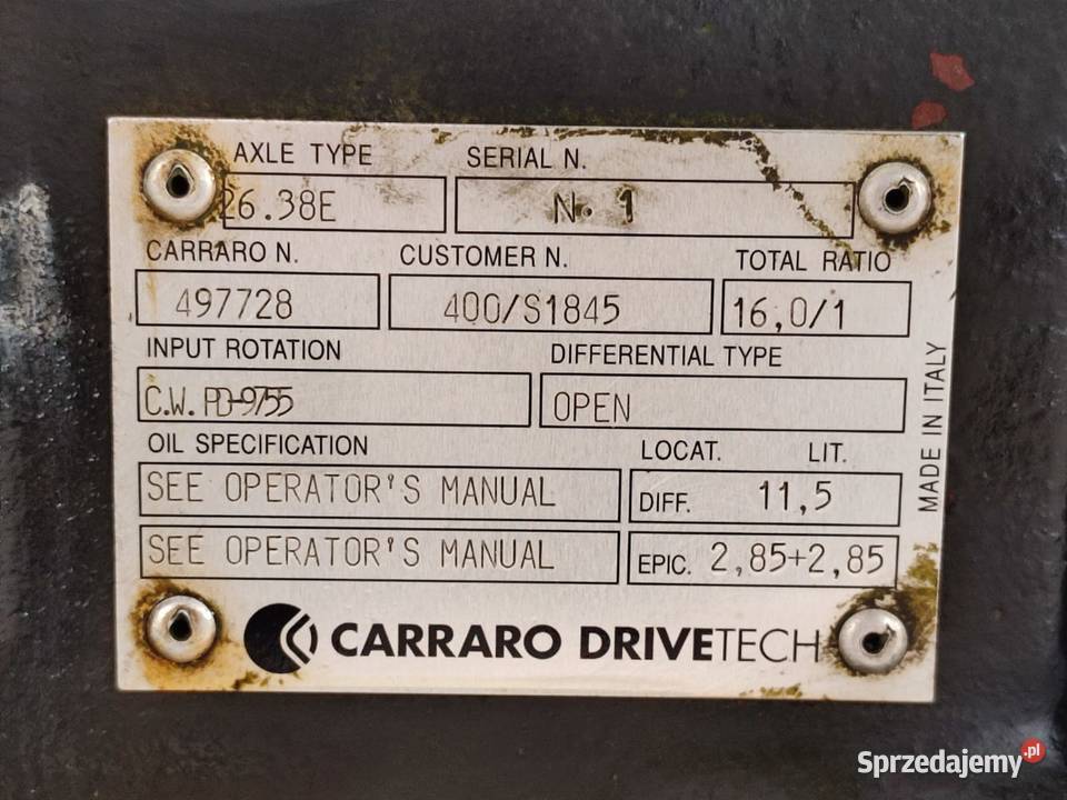 Most napędowy 497728 Carraro 26 38E JCB Wilkowo