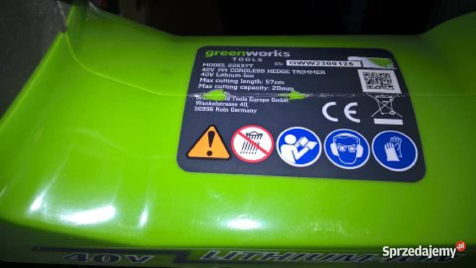 Nożyce ogrodnicze akumulatorowe Greenworks 40V Nowy Dwór Mazowiecki
