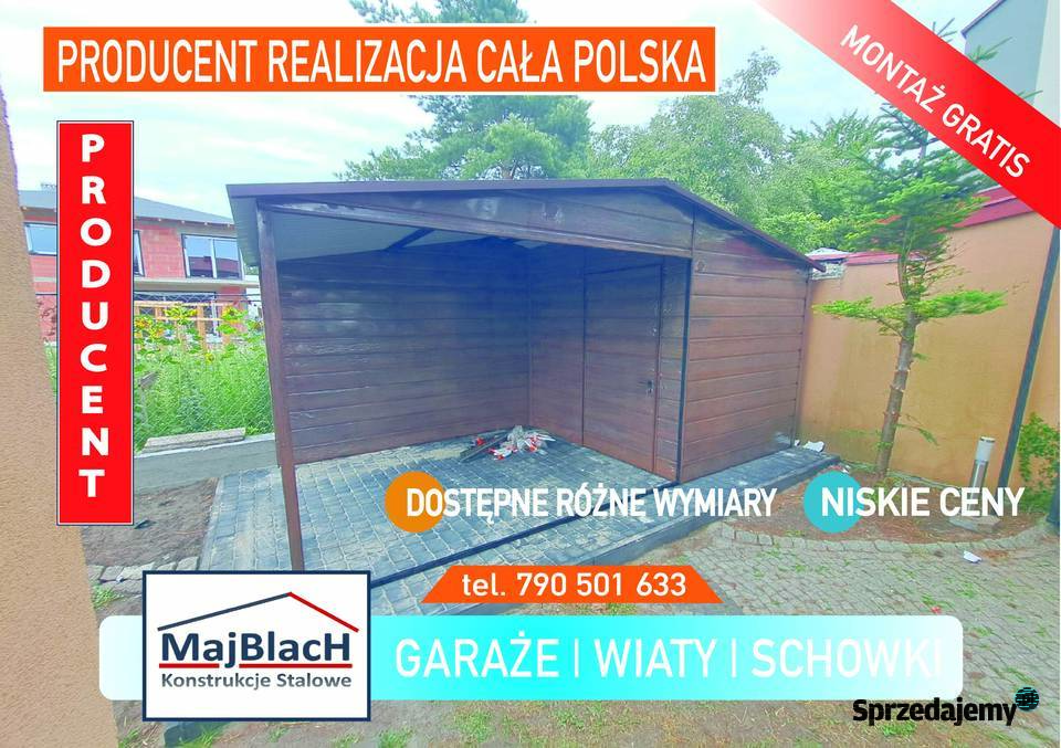 Garaż Blaszany z otwartą przestrzeniąWiata Grabice