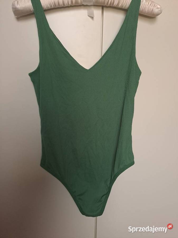 Reserved Zielone Body z prążkowanej dzianiny S Warszawa