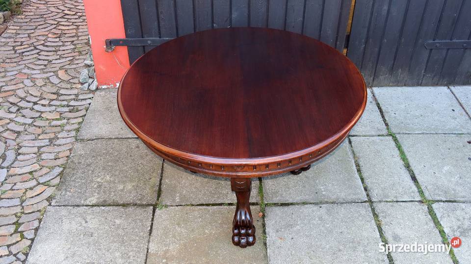 Unikatowy Okrągły Neorenesansowy Stolik Lwie dolnośląskie Ziębice