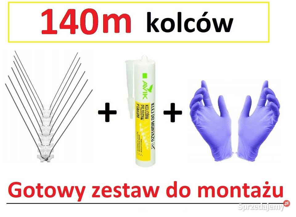 140 metrów kolców na gołębie +klej do montażu +rękawice