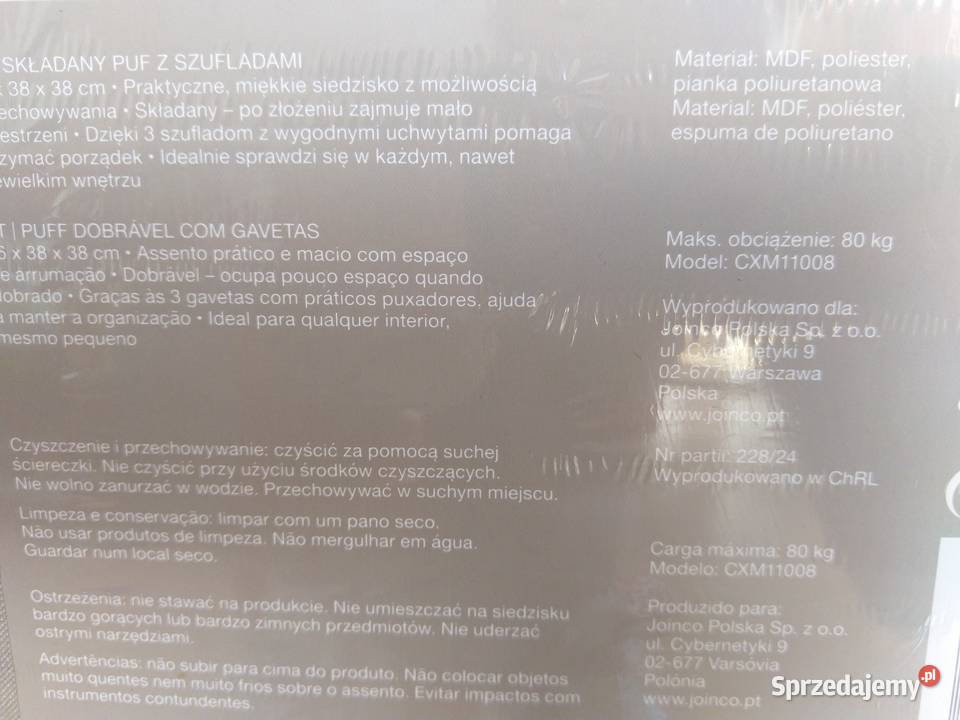 NOWY Składany puf ze schowkami 3 szufladami 38cm Meble Zabrze
