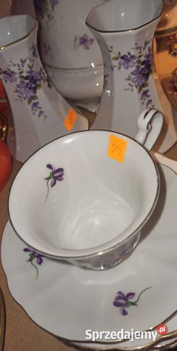 Fiołki Filiżanka Syg Rheinpfalz Germany Biała Gdańsk