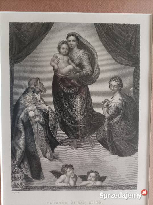 Staloryt Madonna Sykstyńska Rafael Santi XIX w Węgorzewo sprzedam