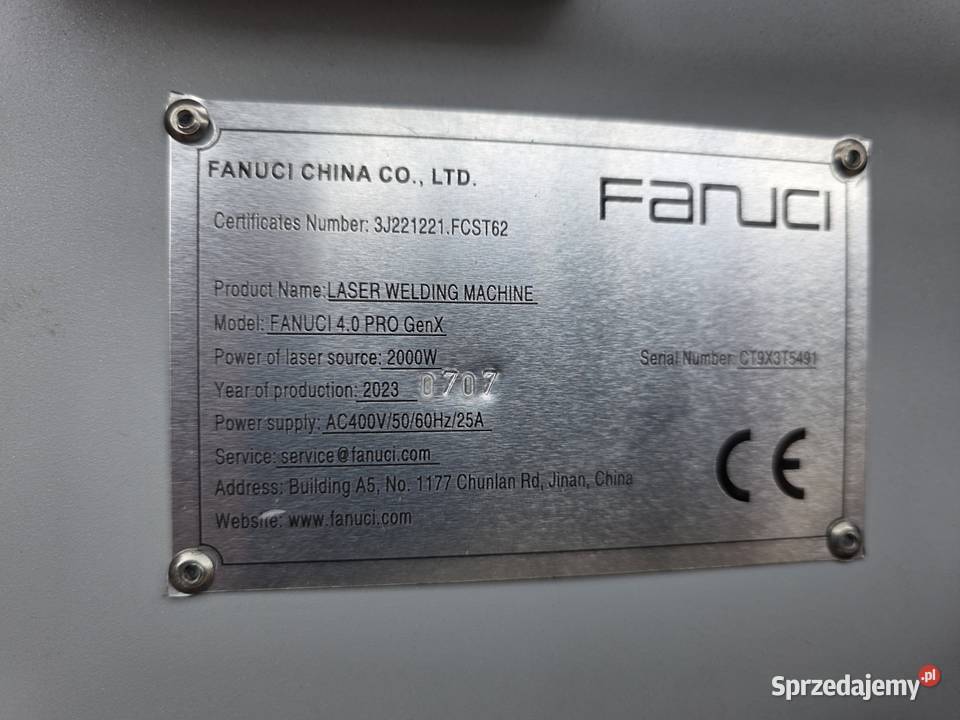 Spawarka laserowa FANUCCI 40 PRO GenX Ceków sprzedam