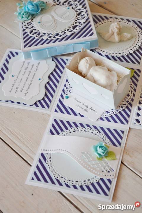 Kartka exploding box na Chrzest Święty ręcznie pomorskie sprzedam