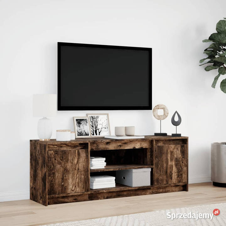 Szafka pod TV z LED przydymiony dąb 1395x34x50 Warszawa
