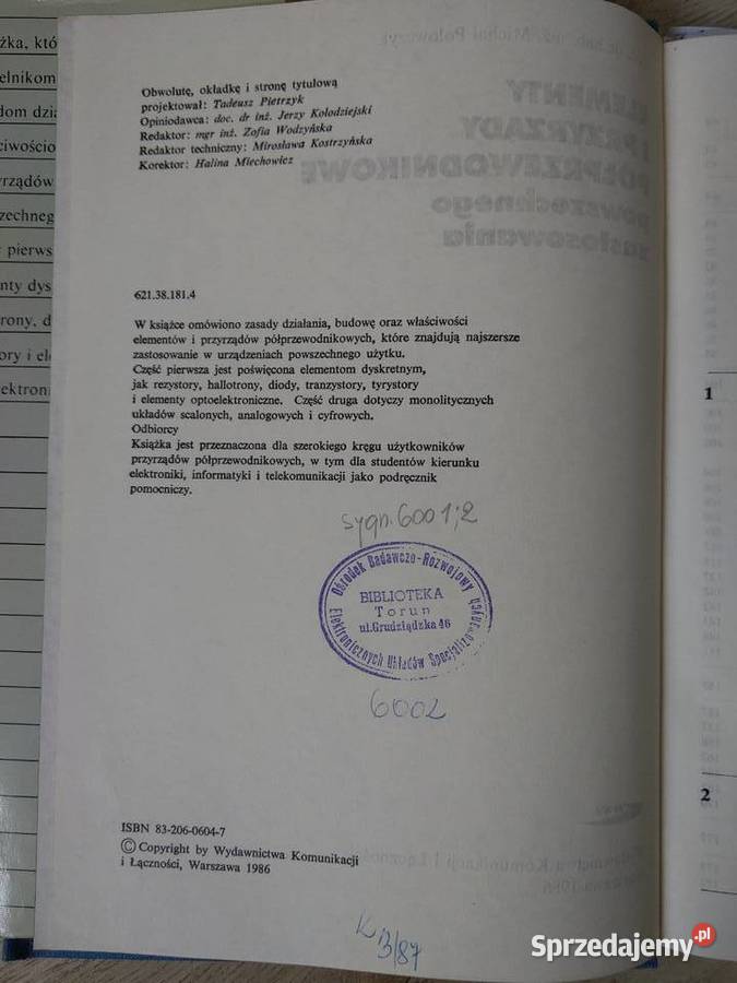 Elementy i przyrządy półprzewodnikowe Gdańsk sprzedam