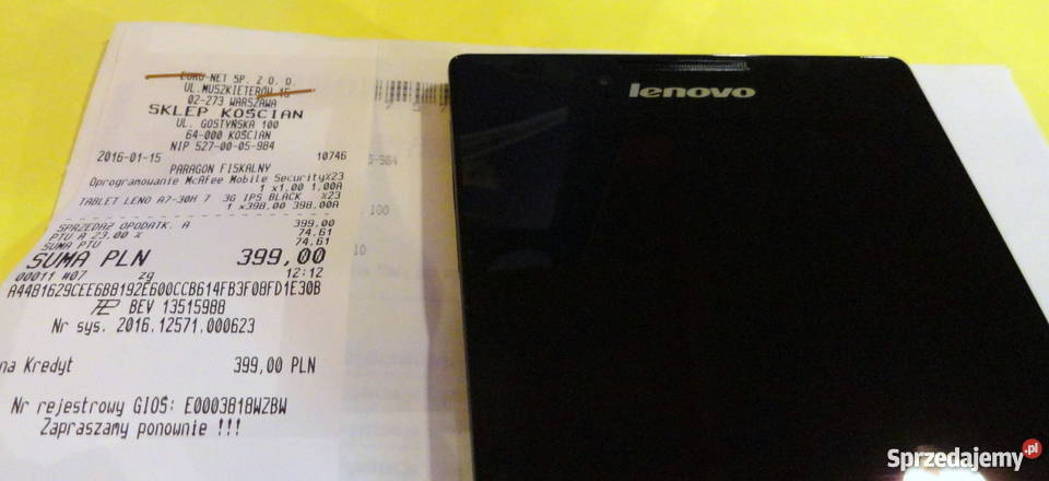 NOWY Lenovo TAB 2 A730 3G 8GB 1GB WiFi GW Kościan