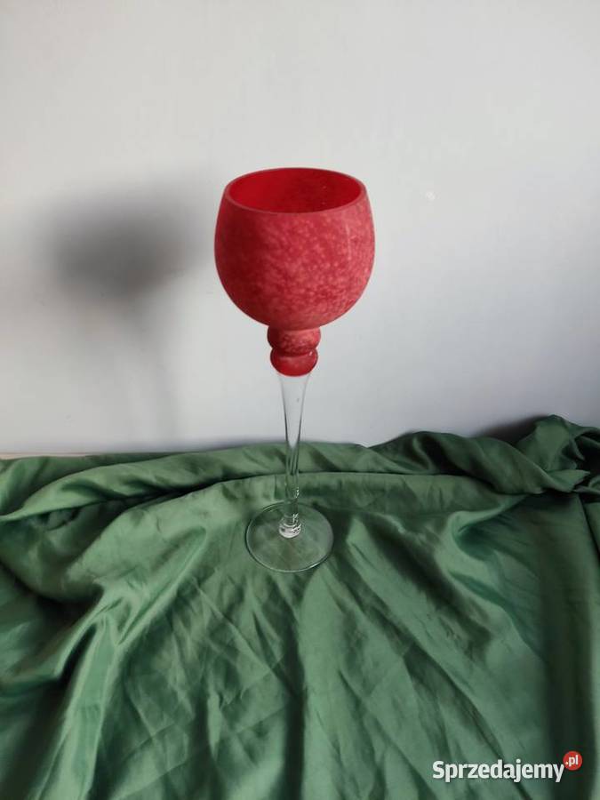 Kielich szklany czerwony lampion h40 Głuchołazy sprzedam