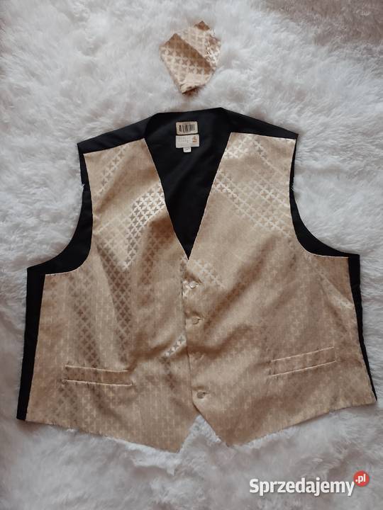 5XL Złota kamizelka garniturowa z poszetką z Rozmiar 4XL Kraków